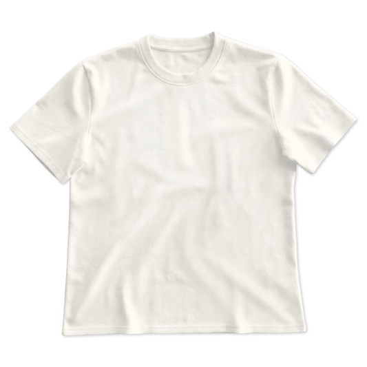 Custom (Unisex) Men’s & Women’s Boxy T-Shirt in White – Front View on White Background, Boxy Fit, Soft Cotton