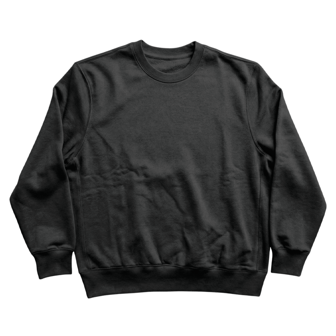 Custom Men’s & Women’s Oversized Crew Neck Sweatshirt in Black – Front View on White Background, Oversized Crew Neck Sweatshirt, Terry Cotton | CustomWhiz