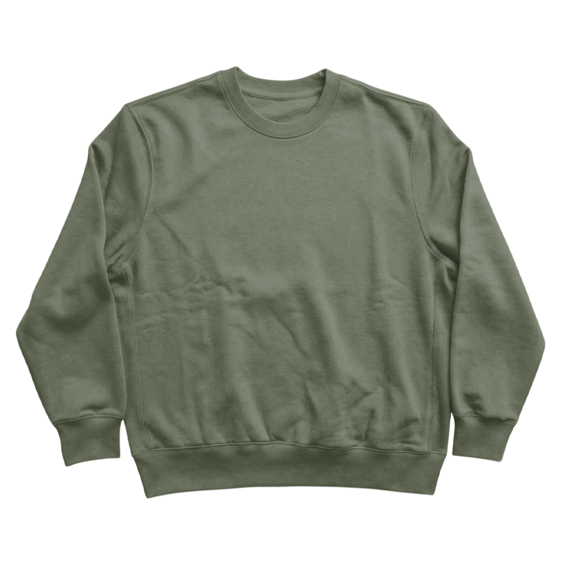 Custom Men’s & Women’s Oversized Crew Neck Sweatshirt in Olive – Front View on White Background, Oversized Crew Neck Sweatshirt, Terry Cotton | CustomWhiz
