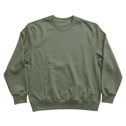 Custom Men’s & Women’s Oversized Crew Neck Sweatshirt in Olive – Front View on White Background, Oversized Crew Neck Sweatshirt, Terry Cotton | CustomWhiz