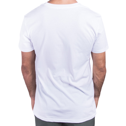 Custom Men’s & Women’s Tall Short Sleeve T-Shirt in White – Back View on White Background, Tall Fit, Premium Organic Cotton | CustomWhiz