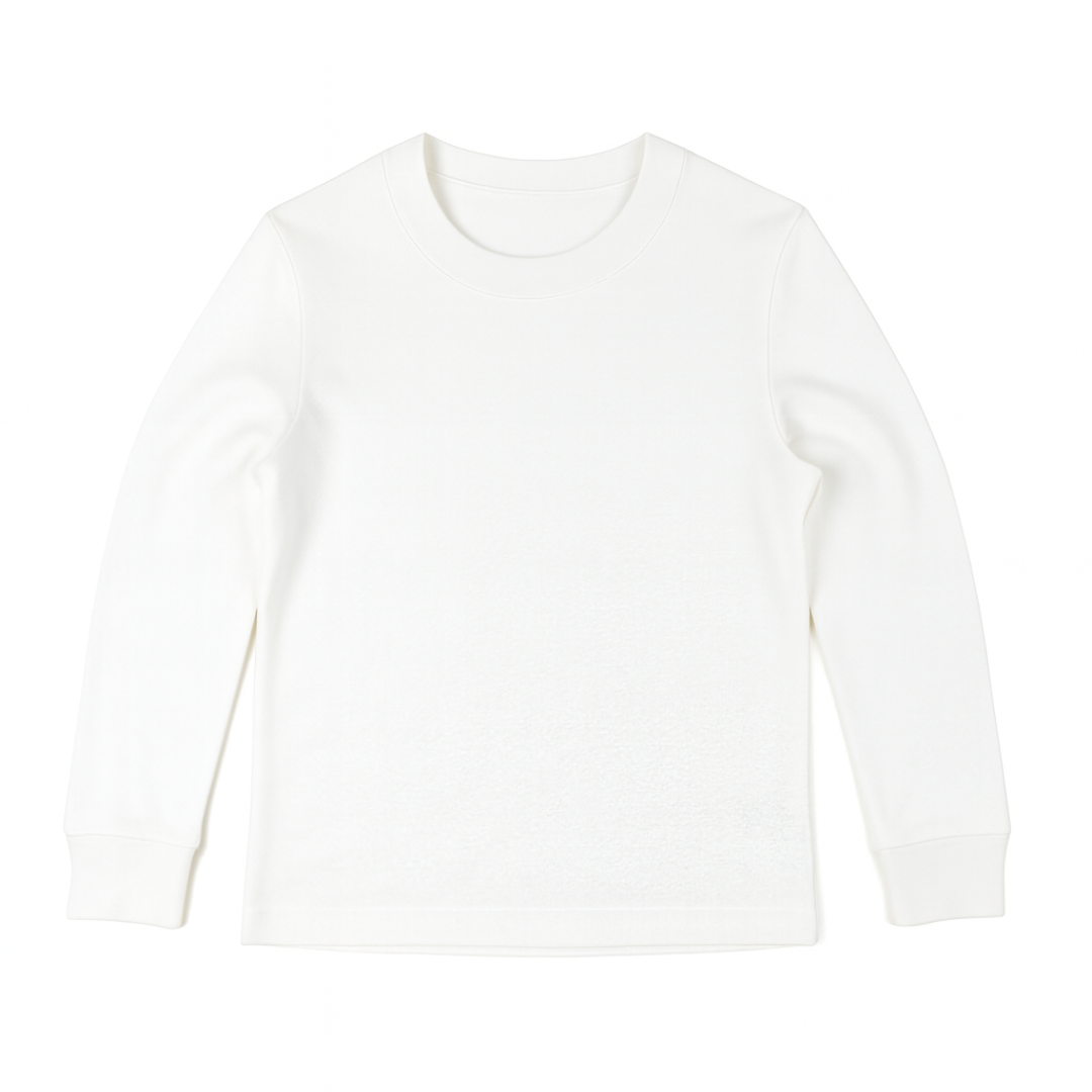 Kids Cotton Longsleeve T-Shirt KUD428 Flat Lay White Front View